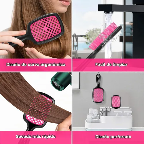 Vista 5 de 2 Pack Cepillo para Desenredar con Ventilación - Cepillo Desenredante con Cerdas Suave para Cabello Sin Enredos - Ideal para Cabello Natural