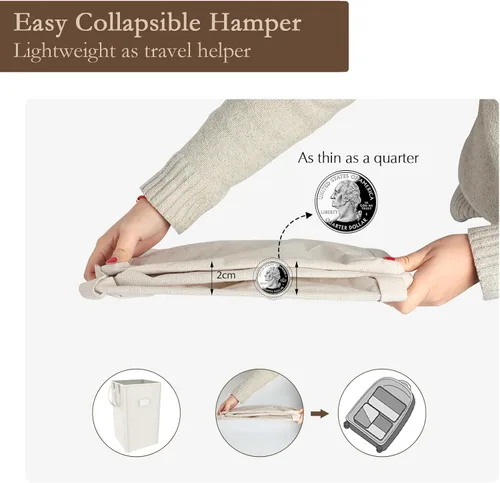 Vista 8 de MCleanPin - Cesta grande y plegable para la ropa con 2 bolsas de lavandería desmontables y tarjeta de clasificación, duradera, para ropa de cama
