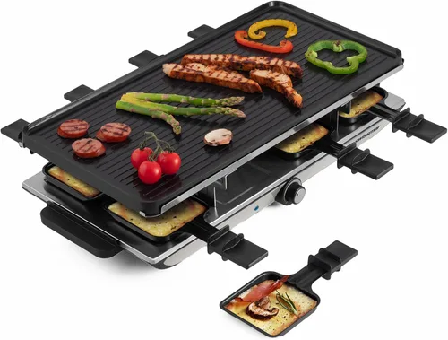 Vista 9 de Swissmar Geneva Raclette Grill con tapa reversible de aluminio fundido - Perfecto para parrilla eléctrica de raclette y asador al aire libre