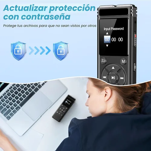 Vista 5 de Grabadora de voz digital de 136 GB con reproducción, dispositivo de grabación de audio de 9000 horas, grabadora activada por voz con reducción