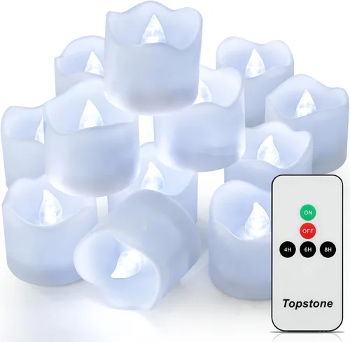 Vista 13 de Topstone Velas electrónicas LED sin llama que cambian de color con control remoto, 7 colores de rotación automática, funcionan con pilas, más de 400