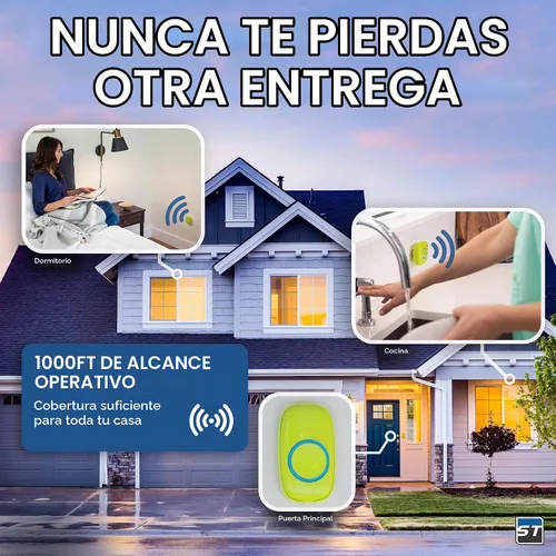 Vista 6 de Timbre inalámbrico de SadoTech – Kit de timbres y timbres impermeables inalámbricos – Rango de más de 1000 pies, timbre de 52 tonos, 4 niveles