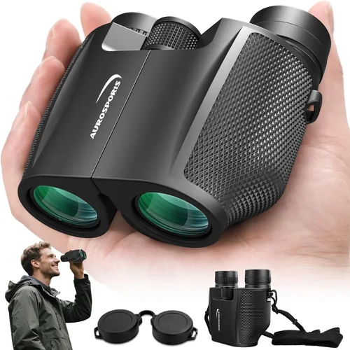 Vista 9 de Prismáticos de alta potencia plegables Aurosports 10 x 25, con luz débil, visión nocturna, clara observación de aves, ideal para deportes al aire