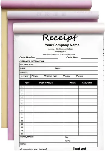 Vista 8 de Libro de recibos personalizado de 2 partes/3 partes, libro de recibos personalizado, multiusos, duplicado, sin carbono, con el nombre y logotipo