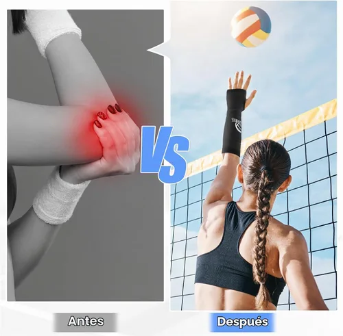 Vista 4 de Abeillo Mangas de voleibol para brazos, mangas de antebrazo con almohadillas de espuma de protección y orificio para el pulgar, mangas acolchadas