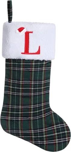 Vista 24 de Calcetines de Navidad bordados con monograma inicial de 20 pulgadas, decoración de Navidad, calcetines personalizados, decoración de temporada