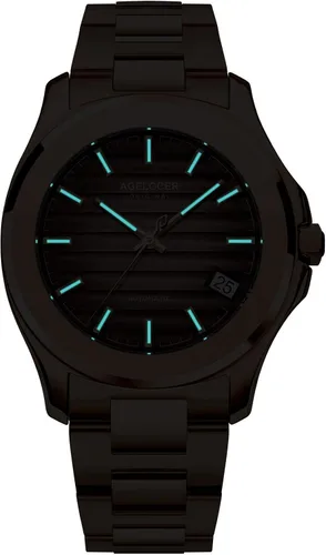 Vista 2 de Agelocer Reloj luminoso de lujo para hombre, con esfera de degradado, correa de acero, resistente al agua, a la moda