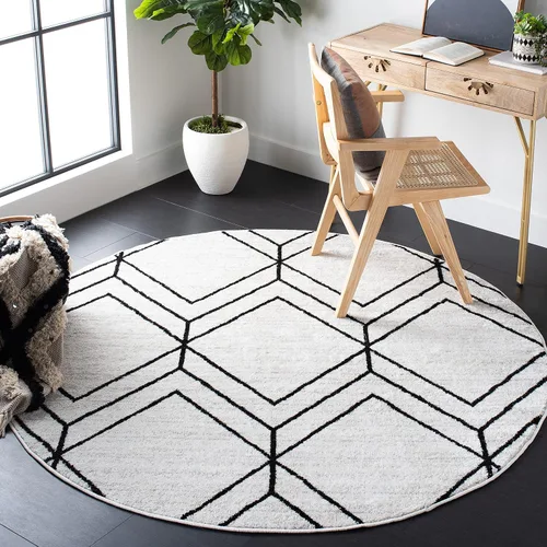 Vista 18 de SAFAVIEH Adirondack Collection - Alfombra decorativa, 2 x 3 pies, color negro y marfil, diseño geométrico moderno, no desprende pelusa y de fácil