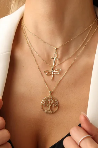 Vista 6 de Collar con dije de insecto de libélula, joyería para mujer en oro de 14 quilates sobre plata de ley junto con cadena de plata de 18 pulgadas