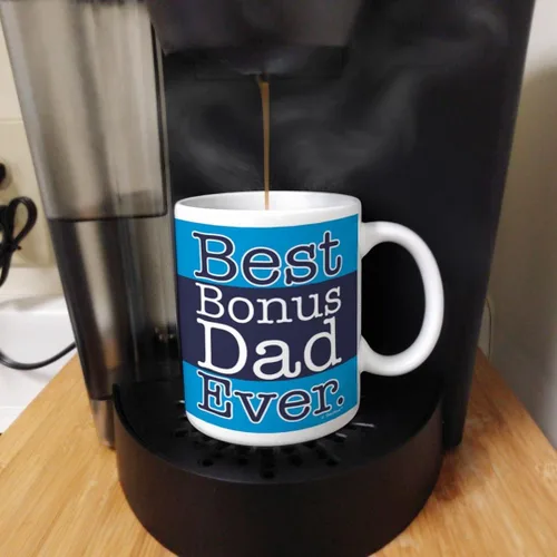 Vista 5 de ThisWear Step Dad Best Step Dad Ever Stepfather Taza de café de cerámica de 11 onzas con asa, color azul