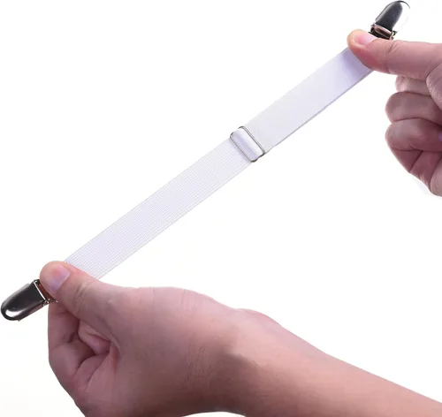 Vista 2 de Cosmos Paquete de 8 sujetadores ajustables con tirantes y clips elásticos para sábanas, fundas de colchón, cojín de sofá