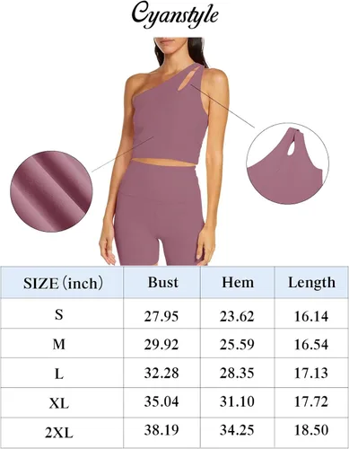 Vista 7 de Cyanstyle Brasier deportivo de un hombro para mujer, brasier deportivo para entrenamiento, yoga, recorte, sexy, ligero, top corto