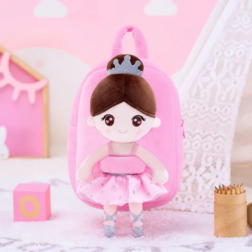 Vista 6 de Gloveleya Mochila para niñas pequeñas con suave muñeca bailarina rosa a partir de 2 años