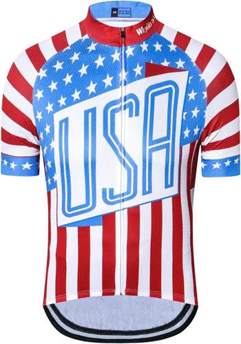 Vista 25 de Maillot de ciclismo de manga corta estilo USA Bike Tops con bolsillo raya reflectante 1cd8111