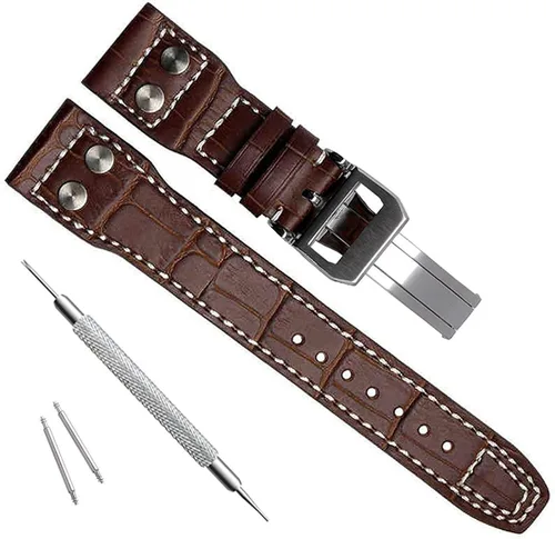 Vista 2 de OliBoPo 22mm Genuine Leather Watch Strap Band fit for IWC PILOT'S Watchs
