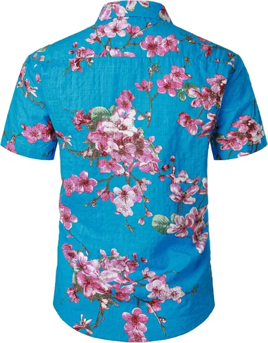 Vista 5 de Jogal - Camisa hawaiana de manga corta con botones para hombre