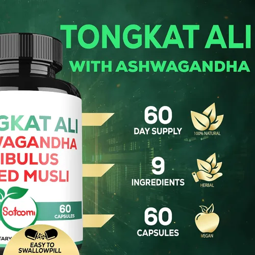 Vista 3 de Satoomi Extracto de raíz de Tongkat Ali 200: 1-9 hierbas esenciales con Ashwagandha, Tribulus Terrestris y más – Apoya la fuerza, la energía