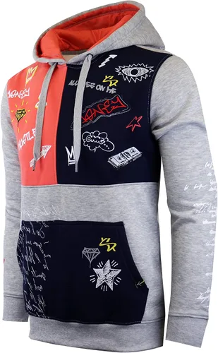 Vista 19 de Screenshot - Sudadera con capucha de forro polar para hombre, estilo urbano H11052-H.gris