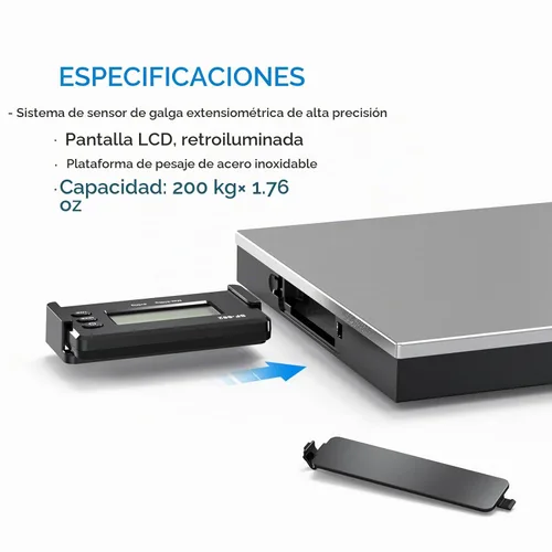Vista 4 de Báscula postal digital inteligente, 440 libras, báscula postal de acero inoxidable, báscula de franqueo digital para almacén/hogar/empresa
