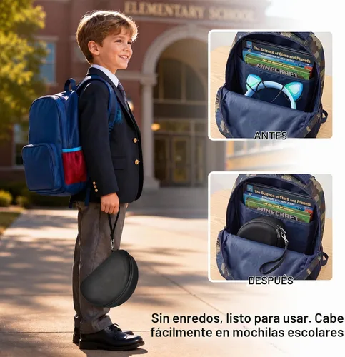 Vista 6 de PAIYULE Funda de auriculares para niños iClever para Riwbox CT-7S/CT-7, para auriculares de caramelo con oreja, funda protectora rígida con bolsillo