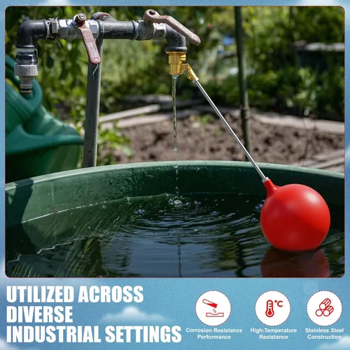 Vista 6 de Válvula de flotador de acero inoxidable de 3/4 pulgadas para tanque de agua y canal, diseño resistente con varilla de ángulo ajustable, bola