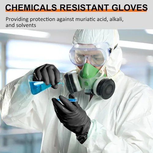 Vista 4 de Beieverluck 10 pares de guantes resistentes a productos químicos guantes grandes de goma para limpieza guantes de trabajo pesado para lavar platos