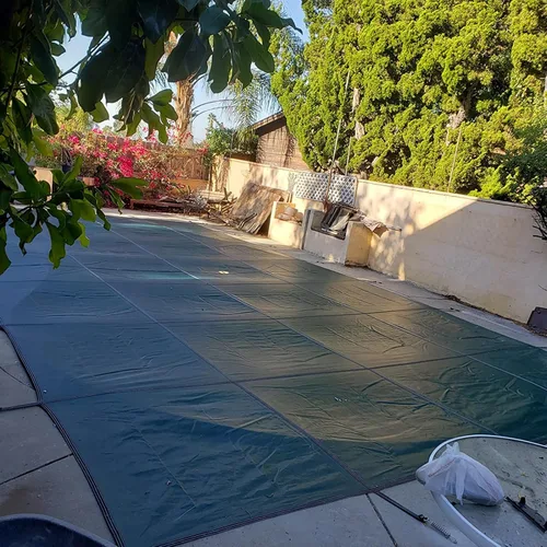 Vista 7 de ERRULAN Inground Pool - Cubierta azul para otoño e invierno, tapa de malla rectangular para jardín al aire libre, para seguridad de niños