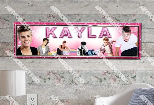 Vista 3 de Justins Biebers - Póster con nombre personalizado #1-10 x 31 pulgadas con marco duro, cartel personalizable con nombre, cartel para fiesta