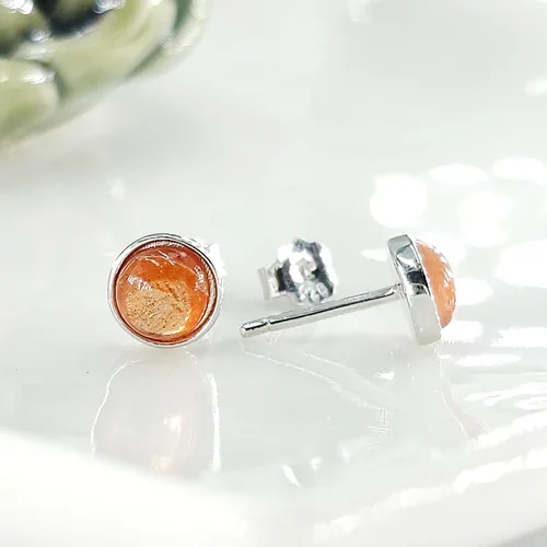 Vista 3 de Pendientes naturales de 0.236 in con chapado en oro blanco sobre plata de ley, bisel cabujón de piedras preciosas regalo de joyería para ella