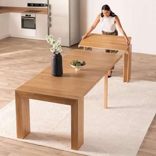 Vista 38 de Transformer Table - Mesa de comedor extensible de madera maciza, asientos 2-12, mesa de comedor expandible, muebles que ahorran espacio, muebles