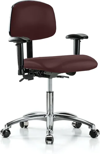 Vista 19 de PERCH - Silla giratoria con ruedas para alfombra o linóleo, cromado, Textil, Tela negra