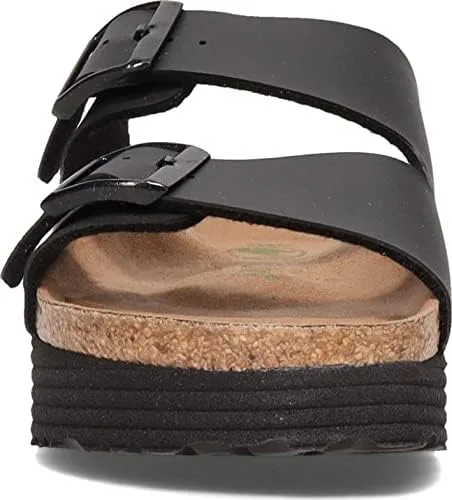 Vista 2 de Birkenstock Sandalia Arizona con plataforma para mujer, ancho estrecho, Negro