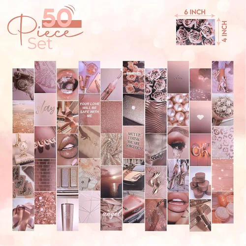 Vista 2 de East Coast Mart - Kit de collage de pared - 50 piezas, 4 x 6 pulgadas, kit de collage de fotos para estética de pared, exhibición de fotos