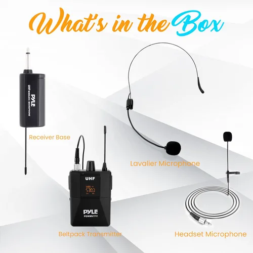 Vista 8 de Kit de sistema de micrófono inalámbrico UHF - Juego de micrófono inalámbrico profesional portátil con micrófono de auriculares, micrófono de solapa