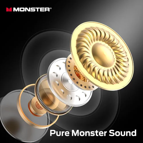Vista 8 de Auriculares inalámbricos Monster N-Lite 208 Bluetooth 5.4 con micrófono integrado, control táctil, auriculares Bluetooth con 30 horas