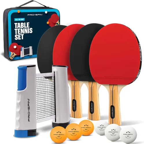 Vista 10 de PRO-SPIN Portable Ping Pong Set with Retractable Ping Pong Net for Any Table, All-in-One Table Tennis Set with Ping Pong Paddles, Balls & Case