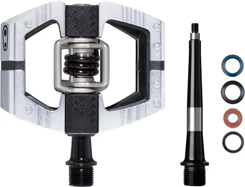 Vista 4 de Crankbrothers Pedales de bicicleta de montaña Mallet E - Edición plateada - Plataforma optimizada MTB Enduro - Sistema de clip par de pedales