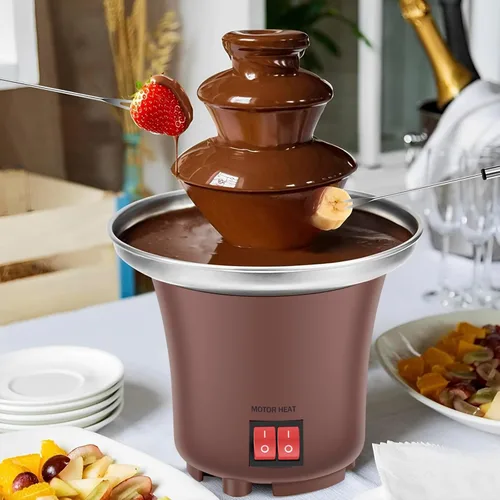 Vista 5 de Máquina eléctrica de fuente de chocolate con capacidad para fuente de fondue de chocolate de 10 onzas, máquina de fusión de acero inoxidable