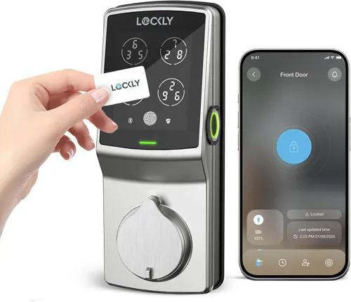 Vista 10 de Lockly Secure Plus, cerradura inteligente con tarjeta RFID, cerradura de puerta de entrada sin llave, cerraduras inteligentes para puerta principal