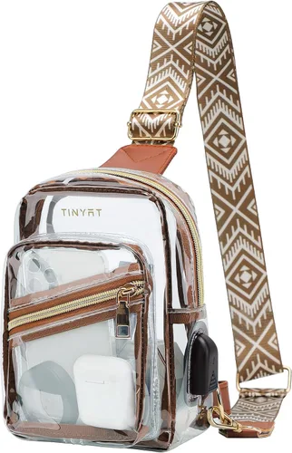 Vista 12 de TINYAT T9060 - Bolso bandolera transparente aprobado para estadios, bolso cruzado casual en el pecho para hombres y mujeres, T9060