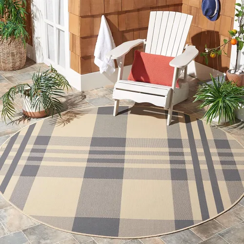 Vista 11 de SAFAVIEH Alfombra Lavable para Exteriores Colección Courtyard - 2'3" x 4', Beige y Azul, Patrón a Cuadros, No Desprende Pelusa y Fácil Limpieza