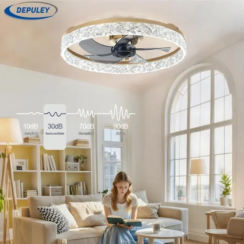 Vista 5 de Depuley Ventiladores de techo con luces y control remoto: ventilador de techo de montaje empotrado moderno de perfil bajo de 20 pulgadas con control