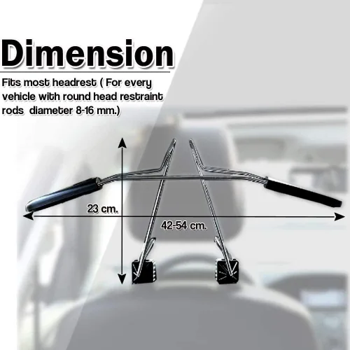 Vista 7 de Zone Tech y Zone Tech - Percha para colgar la cabeza del coche con barra extensible para el reposacabezas del automóvil, para chaqueta, traje