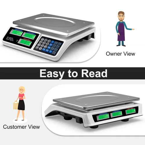 Vista 5 de Safstar balanza digital electrónica LCD comercial para pesar comida, carne, con capacidad de hasta 66 libras