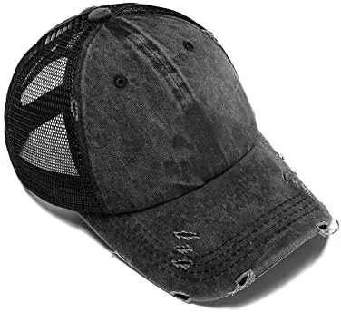 Vista 3 de Eohak Sombreros de cola de caballo desgastados para mujer, gorras de poni desordenadas, 7