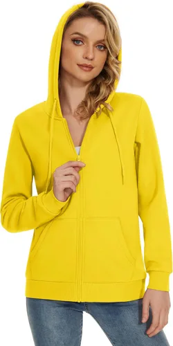 Vista 15 de TACVASEN Sudaderas con capucha y cremallera para mujer, ligera, de rizo francés, con cremallera completa y bolsillos