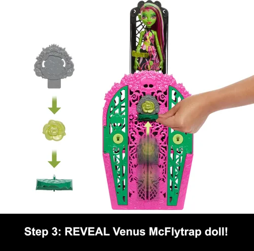 Vista 5 de Set de muñeca y accesorios Monster High Skulltimate Secrets, Venus McFlytrap de Garden Mysteries con armario revelable y más de 19 sorpresas