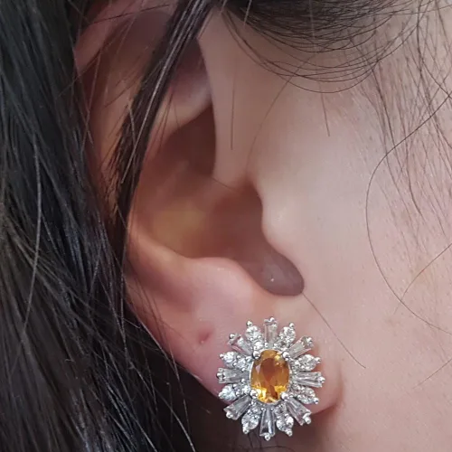 Vista 7 de Plata de ley Ladies Copo de Nieve Style Fashion Stud arete