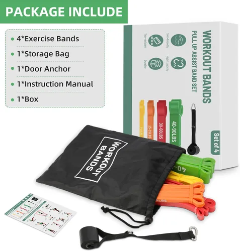 Vista 4 de Resistance Bands,Exercise Bands,Workout Bands,Resistance Bands Set for Legs,Pull Up Bands,Stretch Bands for Exercise,Muscle Training, Physical