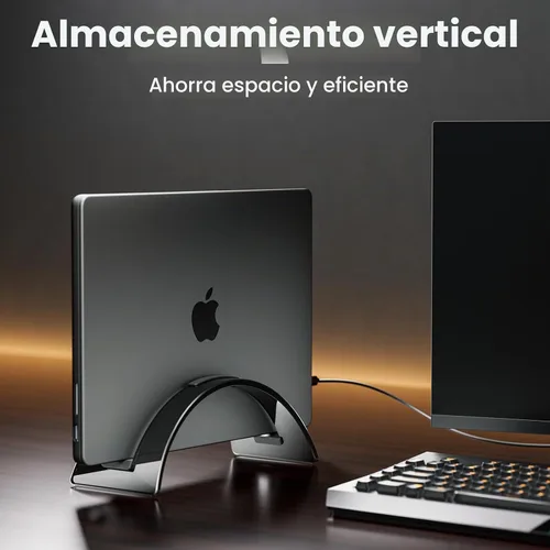 Vista 2 de Yikola Soporte Vertical para Laptop para Escritorio, Organizador Ahorro de Espacio para Todas las MacBook, Soporte para Laptop Acrílico Invisible